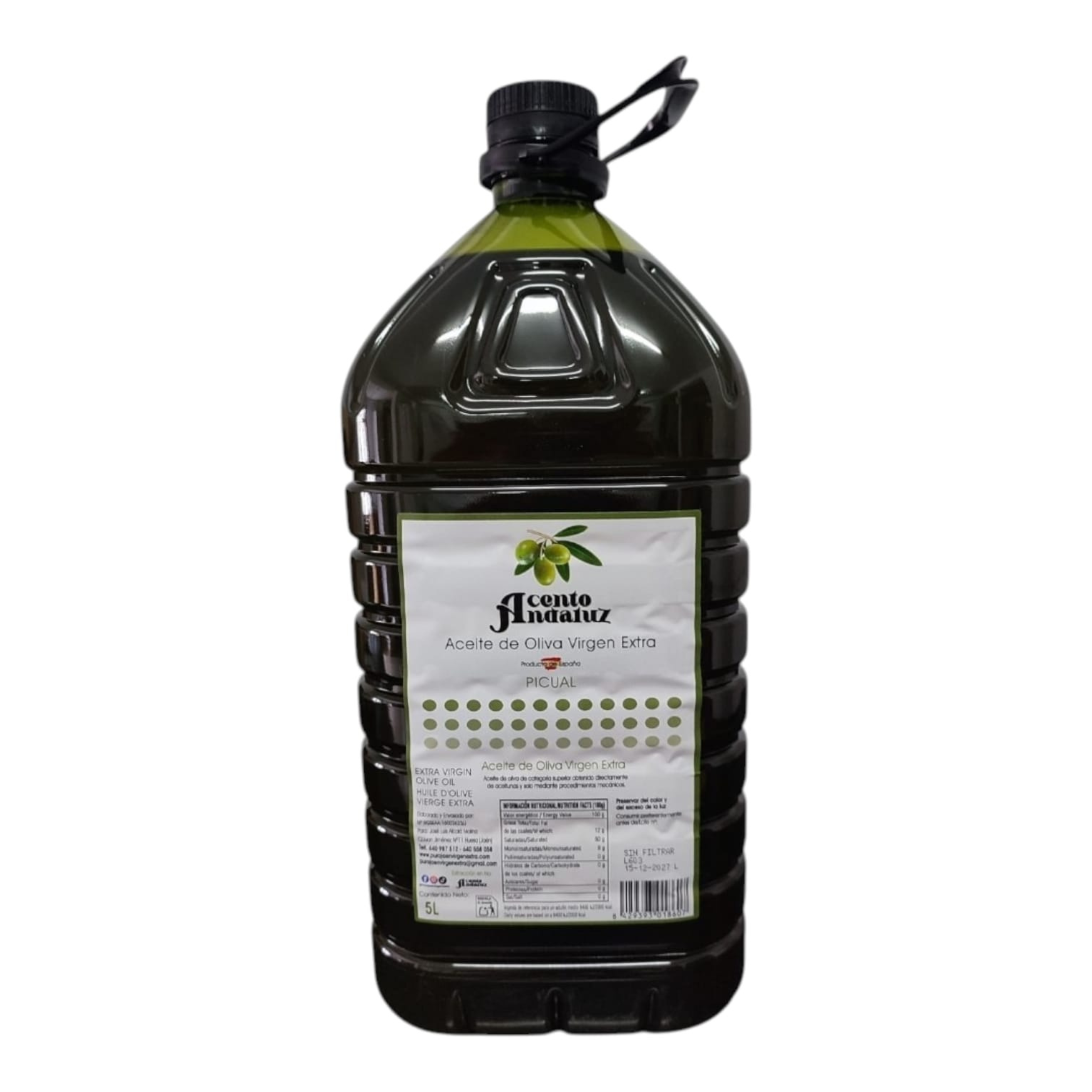 ! NUEVA COSECHA ! 1X5L SIN FILTRAR Picual Virgen Extra 25/26